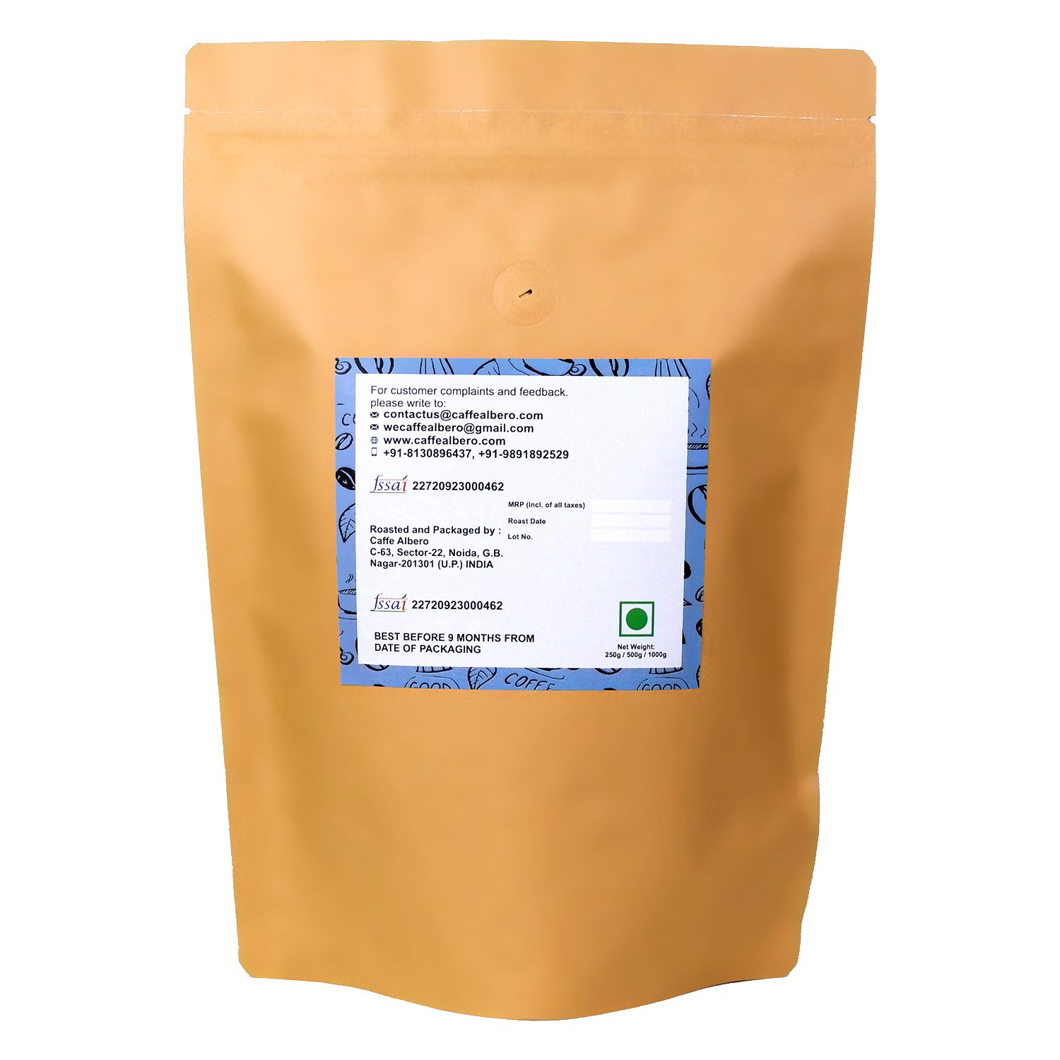 caffe albero gracia back view roasted coffee beans packet