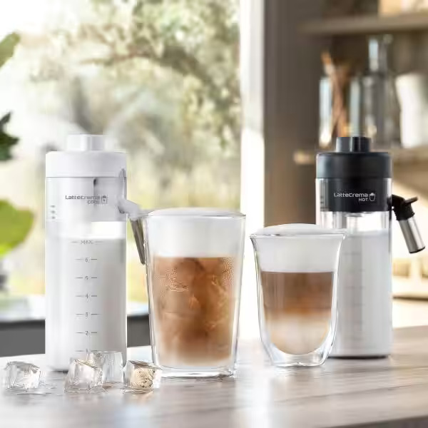 Hot & Cold brew coffee drinks made from Delonghi ECAM 450.650.S one touch automatic coffee machine